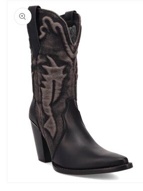 dingo Leather and Denim Western Heeled Boots